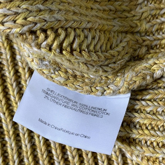 Tory Burch Womens Sweater Size Medium Yellow Chunky Knit Linen Short Sleeves - Picture 8 of 10